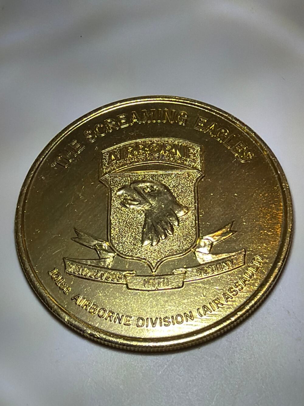 The Screaming Eagles 101st Airborne Division Aluminum Trade Token Medal